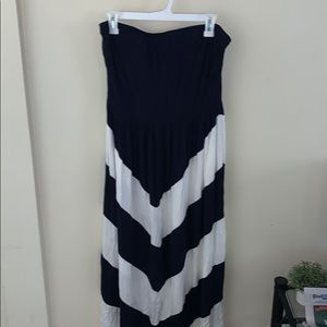 Navy blue and white maxi dress
